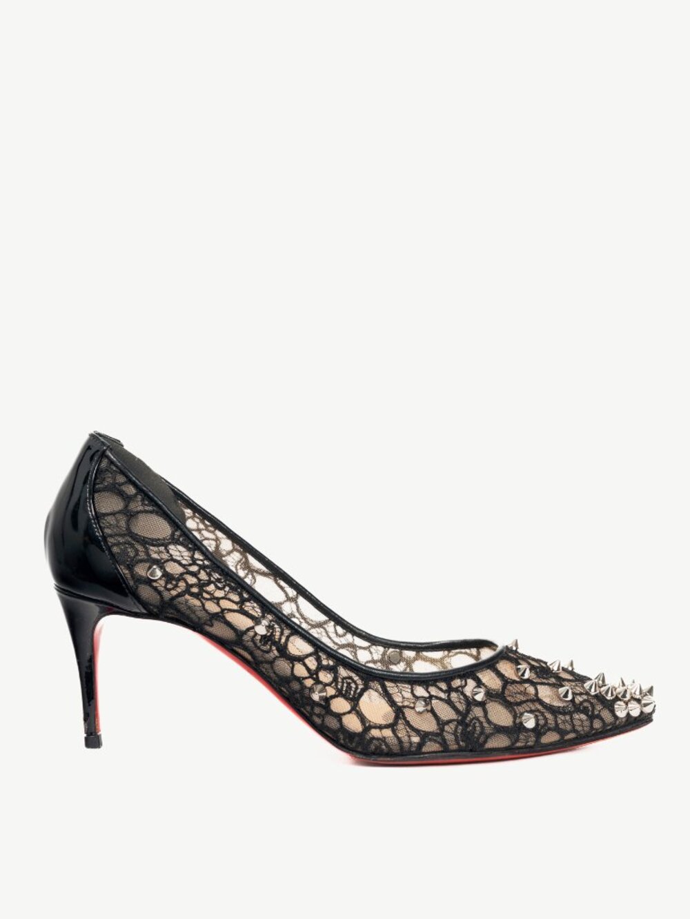Christian Louboutin Lace 554 Spikes Black Pointed-Toe Pumps